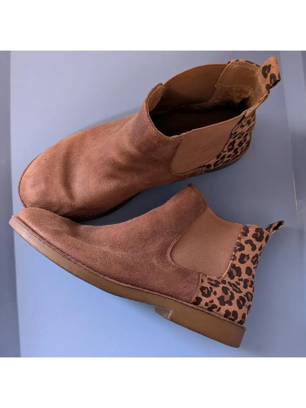 Seven Dials Tan Leopard Back Chelsea Ankle Boots Womens 8